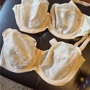Panache Cream Bra with Pink and Green Embroidery